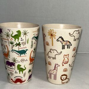 Wink + Wonder 13 oz Bamboo Fiber Tumblers Zoo Animals Set Of 2 BPA Free Cups